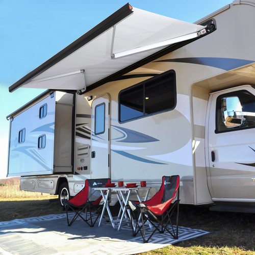 Electric awning wind roll out - awning,
